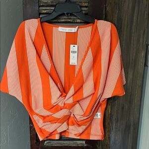 bishop + young Orange and White Striped Blouse